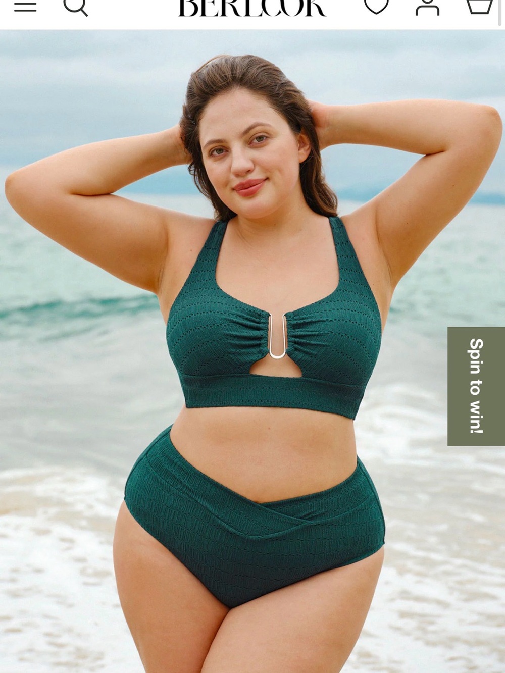 Berlook Teal Textured Supportive High-Waist Bikini Set New With Bag 3x/24w